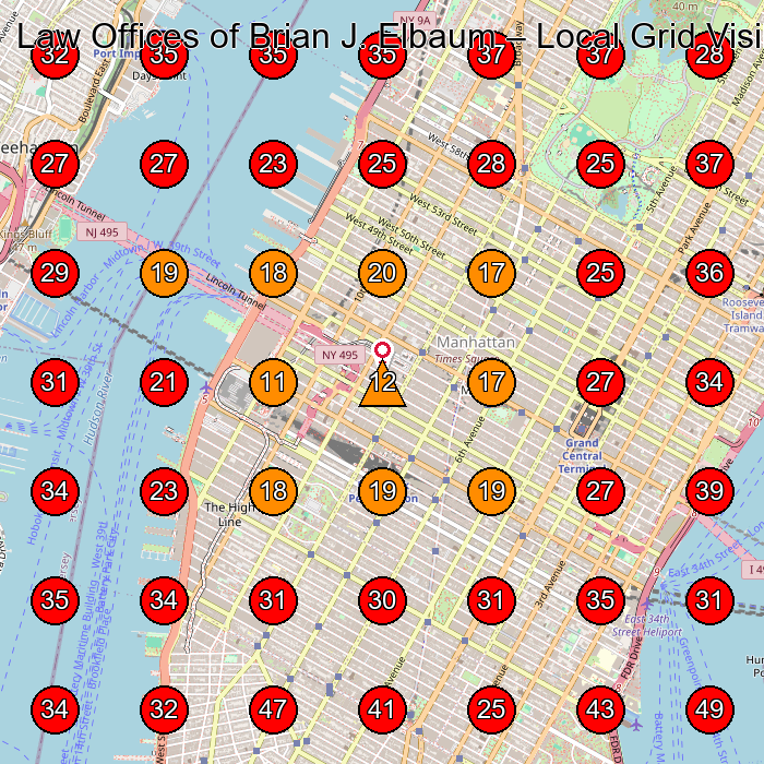 Law Offices of Brian J. Elbaum GeoGrid visibility map for Lawyer in New York