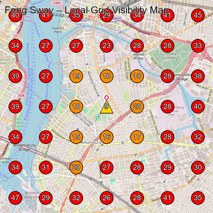 Feng Sway GeoGrid visibility map for Gift Shop in New York