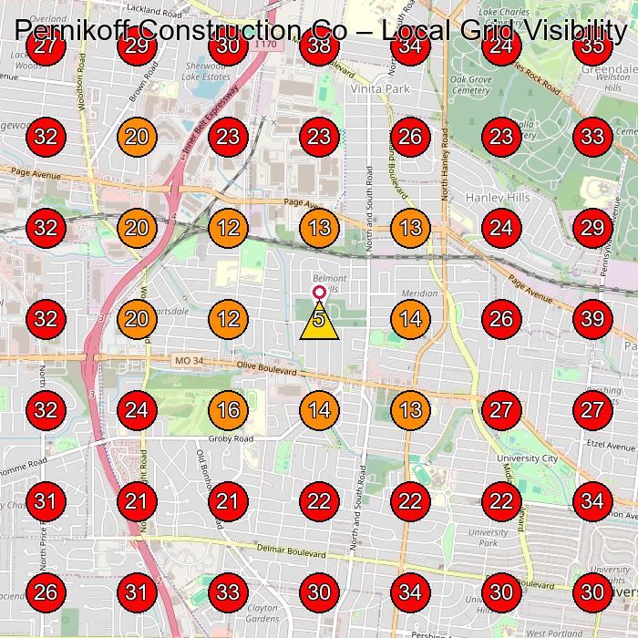 Pernikoff Construction Co GeoGrid visibility map for Construction Company in St. Louis