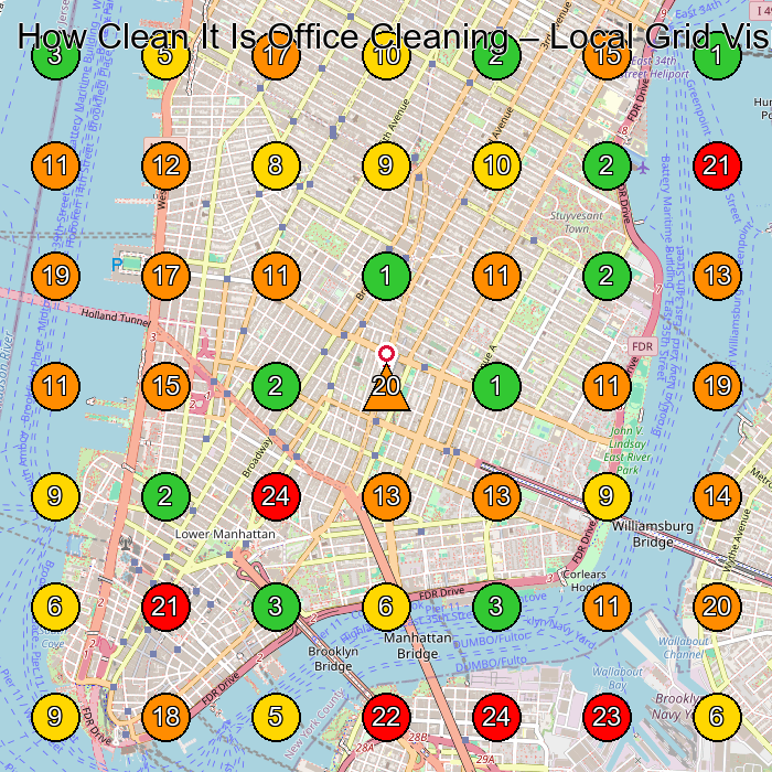 How Clean It Is Office Cleaning Commercial Cleaning Service GeoGrid ranking map for SoHo NY