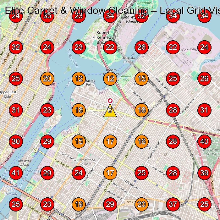 Elite Carpet & Window Cleaning GeoGrid visibility map for Carpet Cleaning Service in Queens