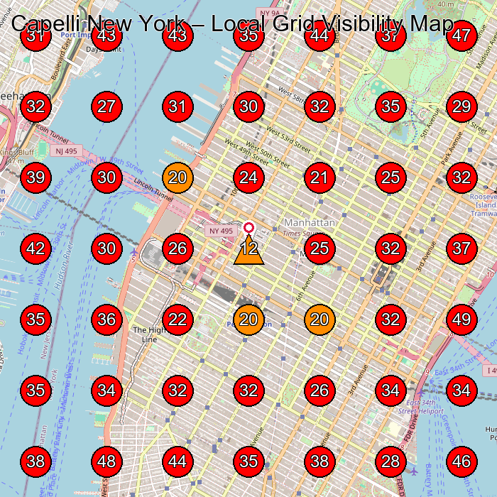 Capelli New York GeoGrid visibility map for Manufacturer in New York