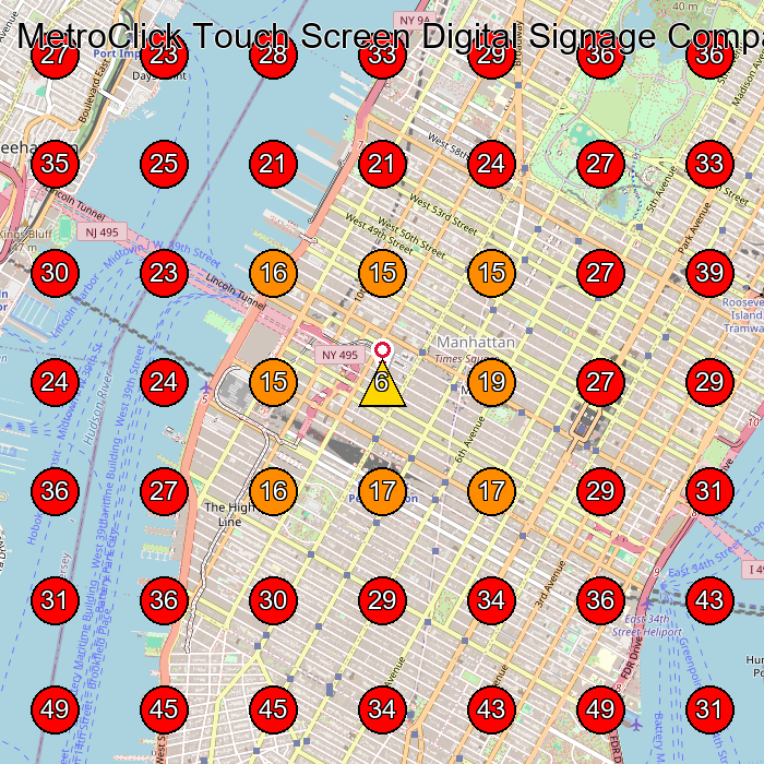 MetroClick Touch Screen Digital Signage Company GeoGrid visibility map for Computer Hardware Manufacturer in New York