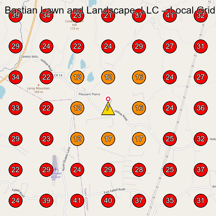 Bastian Lawn and Landscape, LLC GeoGrid visibility map for Landscaper in None
