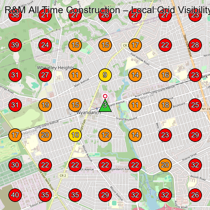 R&M All Time Construction GeoGrid visibility map for General Contractor in Deer Park