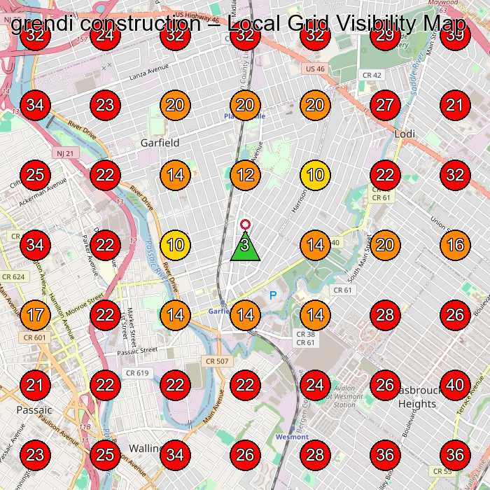 grendi construction GeoGrid visibility map for Roofing Contractor in Garfield