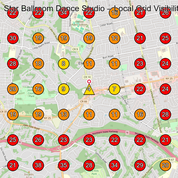 Star Ballroom Dance Studio GeoGrid visibility map for Dance School in None