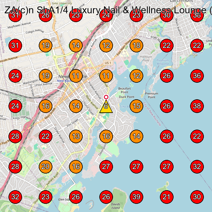 ZA(c)n ShA1/4 Luxury Nail & Wellness Lounge (ZA(c)n ShA1/4 Spa) GeoGrid visibility map for Wellness Program in New Rochelle