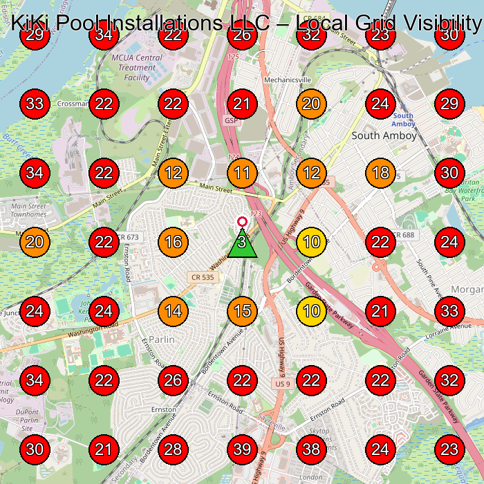 KiKi Pool Installations LLC GeoGrid visibility map for Swimming Pool Contractor in Milltown
