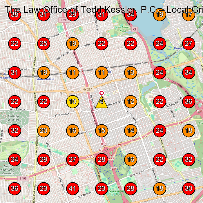 The Law Office of Tedd Kessler, P.C GeoGrid visibility map for Personal Injury Attorney in Bayside