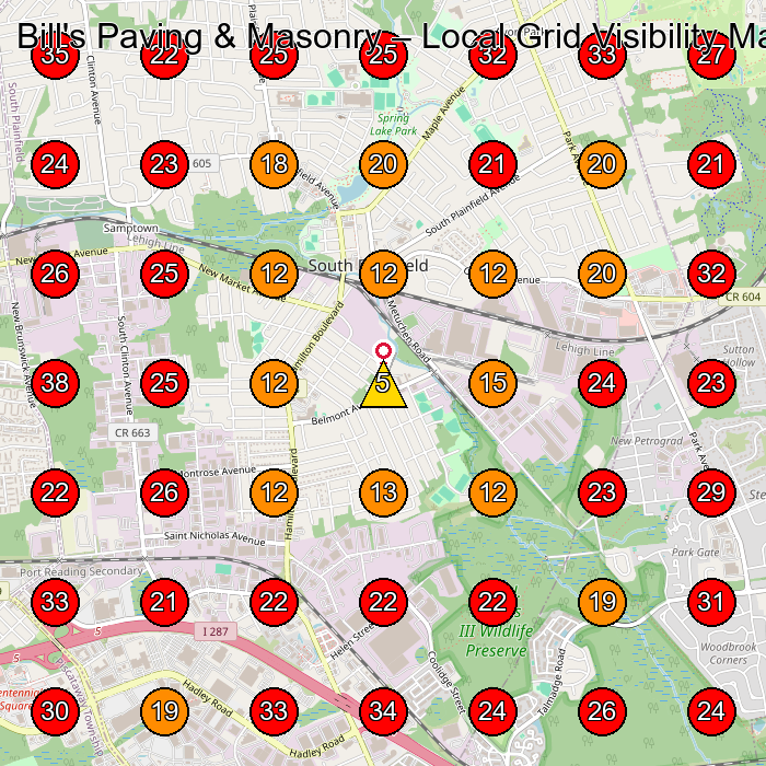 Bill's Paving & Masonry GeoGrid visibility map for Paving Contractor in Edison