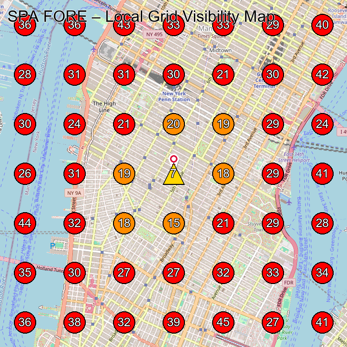SPA FORE GeoGrid visibility map for Nail Salon in New York