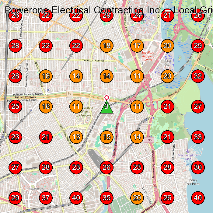 Powerone Electrical Contracting Inc. GeoGrid visibility map for Electrician in Bronx