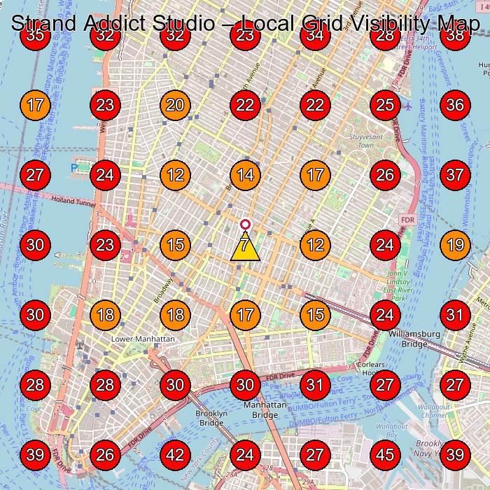 Strand Addict Studio GeoGrid visibility map for Hair Salon in New York