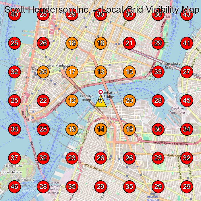 Scott Henderson Inc. GeoGrid visibility map for Plastic Products Supplier in New York
