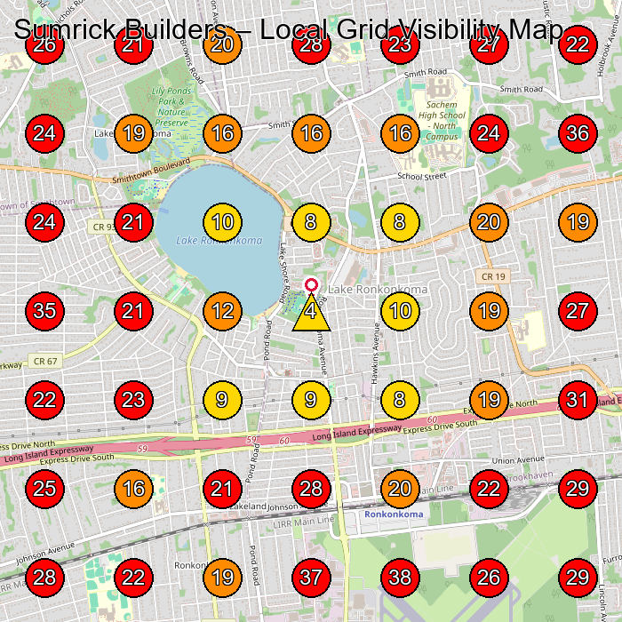 Sumrick Builders GeoGrid visibility map for Home Improvement Store in Centereach