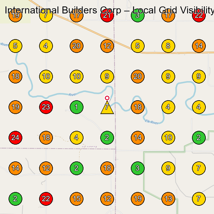 International Builders Corp Construction Company GeoGrid ranking map for None