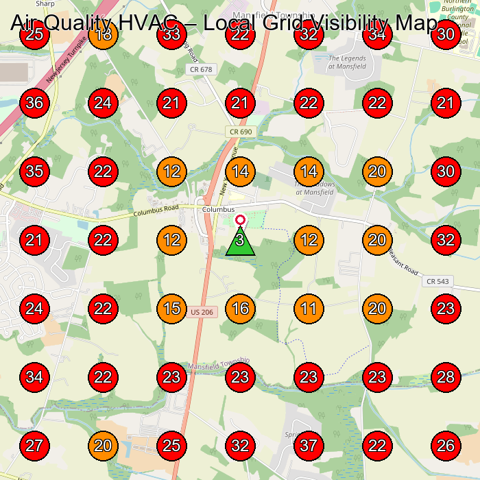Air Quality HVAC GeoGrid visibility map for Hvac Contractor in None