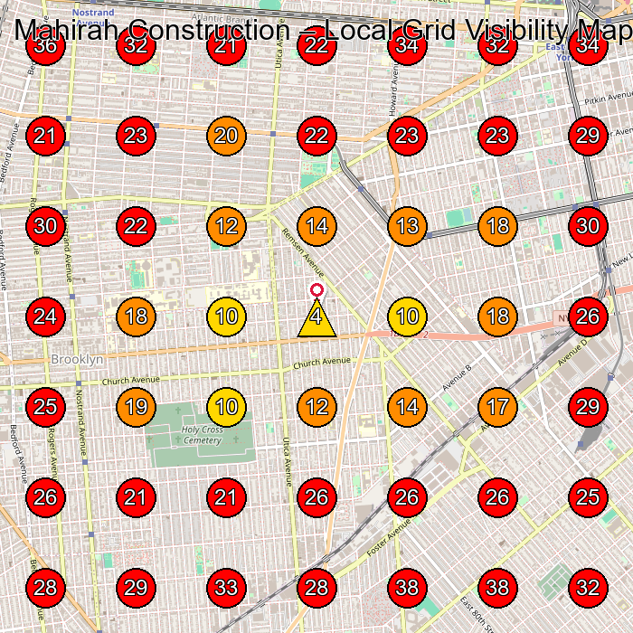 Mahirah Construction GeoGrid visibility map for General Contractor in Brooklyn
