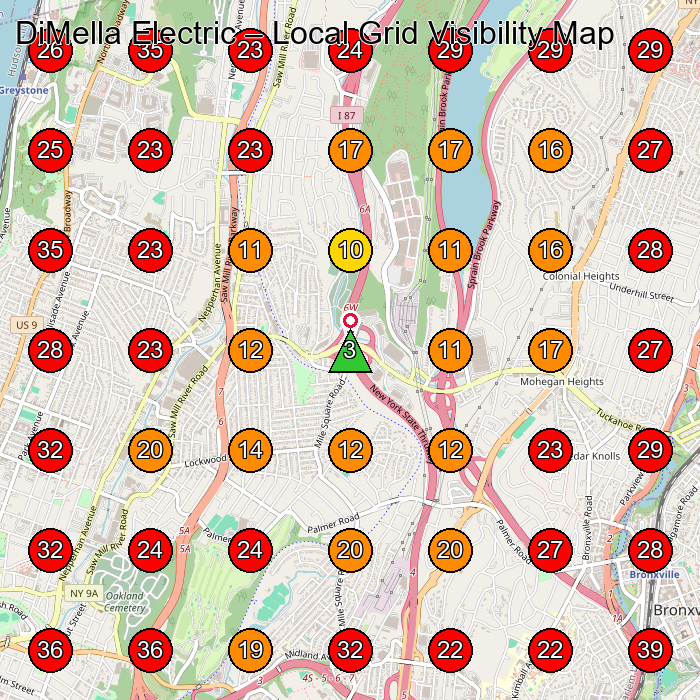 DiMella Electric GeoGrid visibility map for Electrician in Yonkers