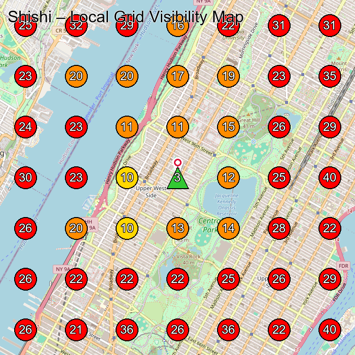 Shishi GeoGrid visibility map for Boutique in Bronx