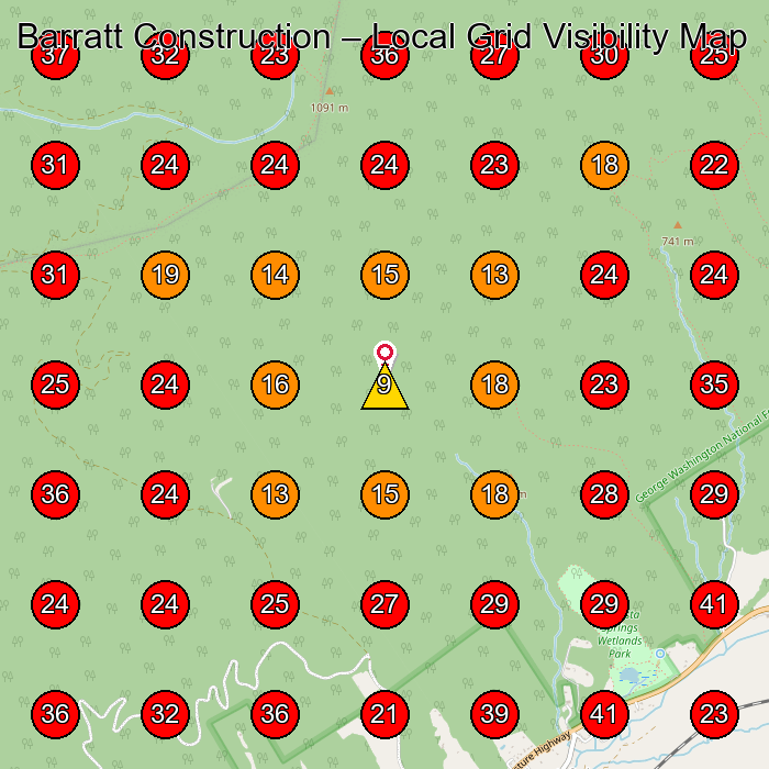 Barratt Construction GeoGrid visibility map for Construction Company in None
