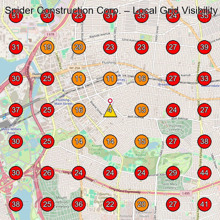 Spider Construction Corp. GeoGrid visibility map for General Contractor in None