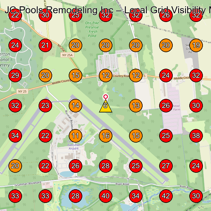 JC Pools Remodeling Inc GeoGrid visibility map for Swimming Pool Contractor in None