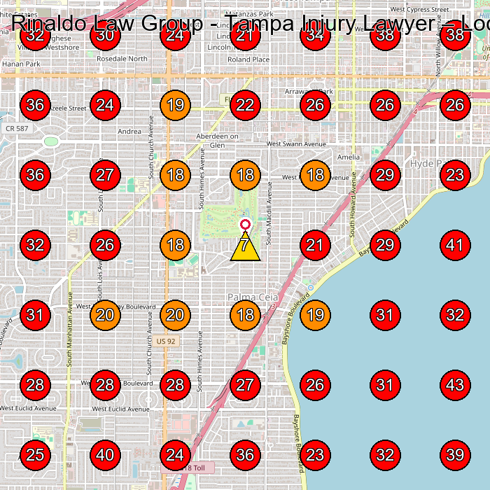Rinaldo Law Group - Tampa Injury Lawyer GeoGrid visibility map for House Cleaning Service in None
