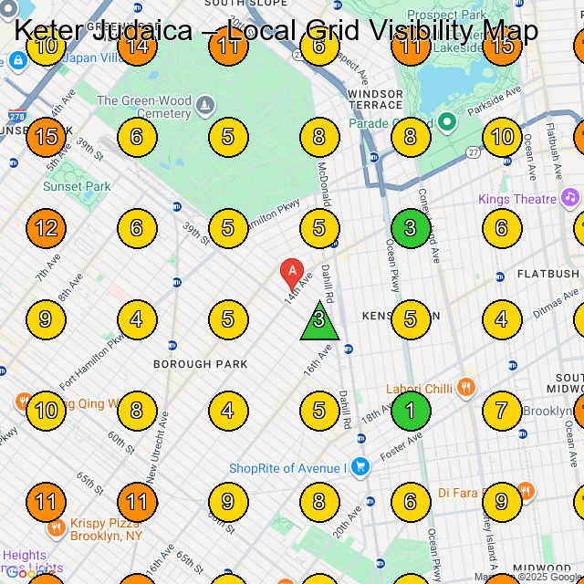 Keter Judaica GeoGrid ranking map for Religious Goods Store in Brooklyn