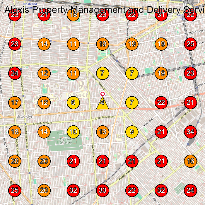 Alexis Property Management and Delivery Services GeoGrid visibility map for General Contractor in Brooklyn