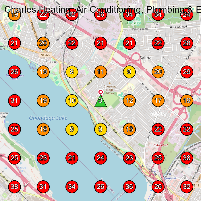 Charles Heating, Air Conditioning, Plumbing & Electrical GeoGrid visibility map for Dance School in Liverpool