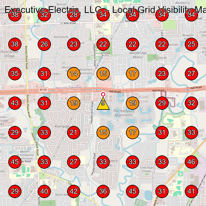 Executive Electric, LLC GeoGrid visibility map for Electrician in None