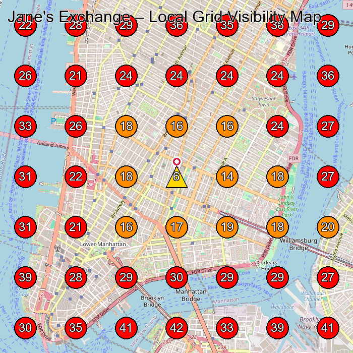 Jane's Exchange GeoGrid visibility map for Tienda De Ropa in New York