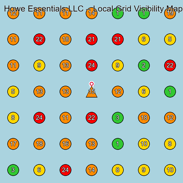Howe Essentials LLC Manufacturer GeoGrid ranking map for None