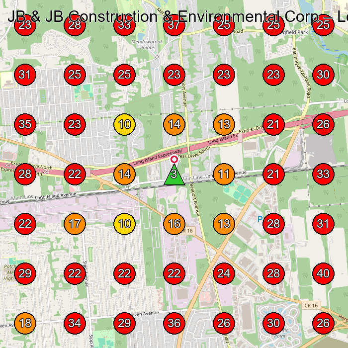 JB & JB Construction & Environmental Corp GeoGrid visibility map for Construction Company in None