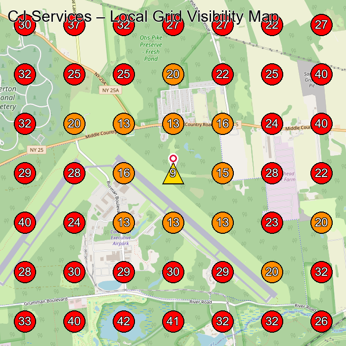 CJ Services GeoGrid visibility map for General Contractor in None