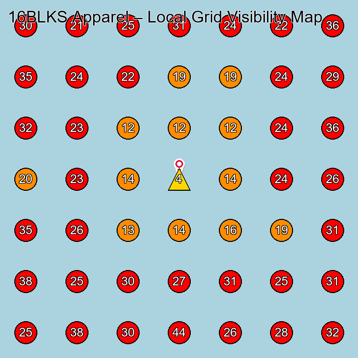 16BLKS Apparel GeoGrid visibility map for Olive Oil Manufacturer in None