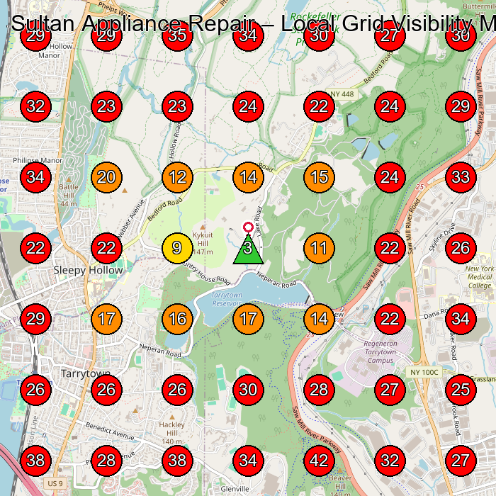 Sultan Appliance Repair GeoGrid visibility map for Appliance Repair Service in None