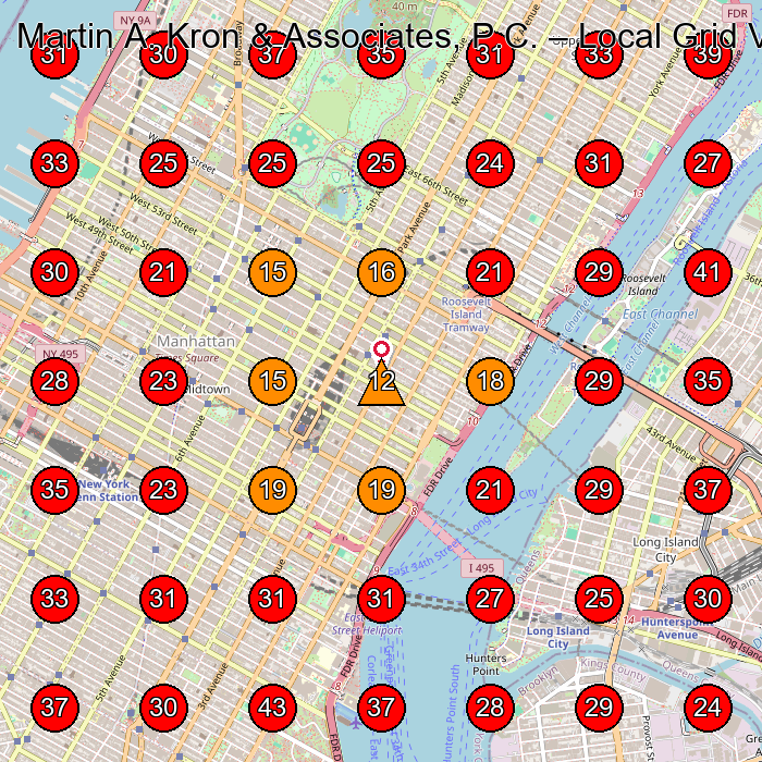 Martin A. Kron & Associates, P.C. GeoGrid visibility map for Criminal Justice Attorney in 909 3rd Avenue