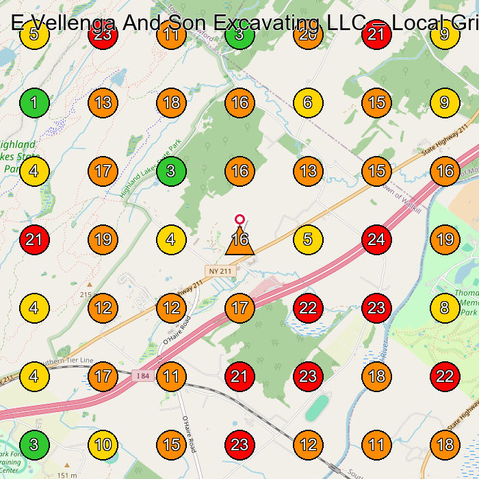 E Vellenga And Son Excavating LLC Excavating Contractor GeoGrid ranking map for Middletown NY