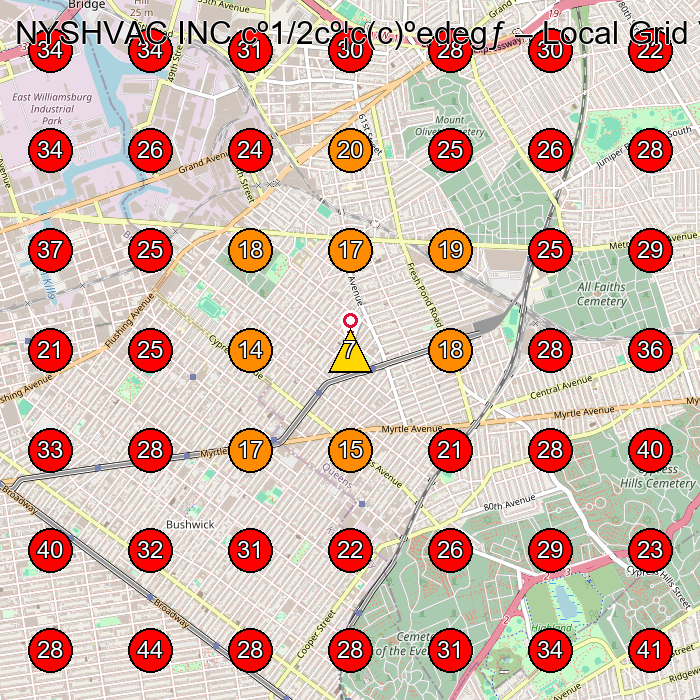NYSHVAC INC cº1/2cº¦c(c)ºedegƒ GeoGrid visibility map for Hvac Contractor in Ridgewood
