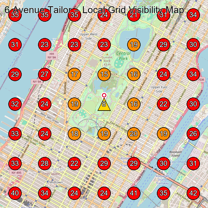 6 Avenue Tailor GeoGrid visibility map for Dry Cleaner in New York