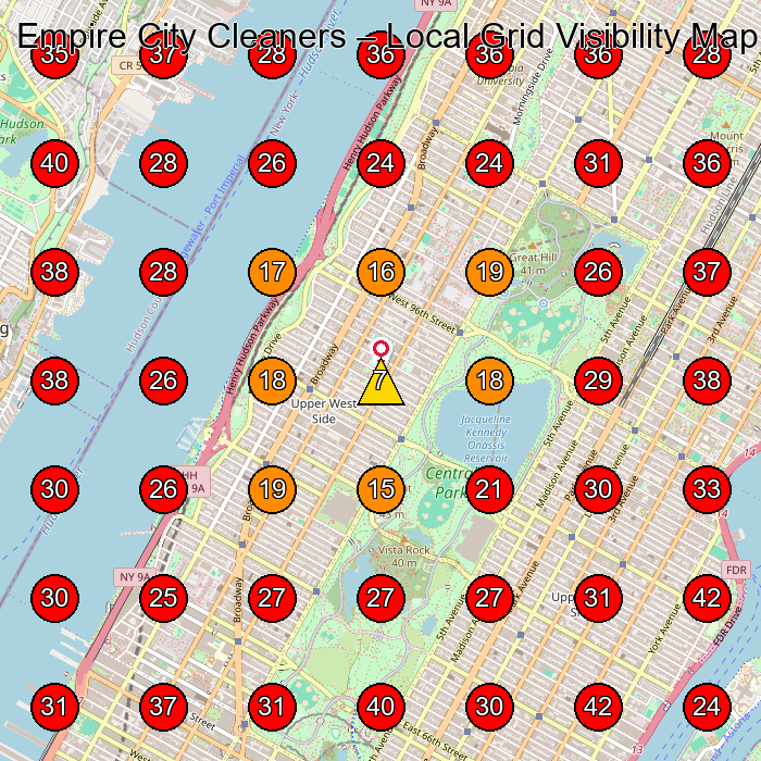Empire City Cleaners GeoGrid visibility map for Flooring Contractor in New York