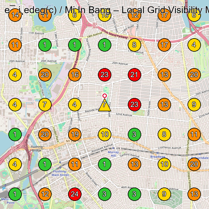 e¯¸i¸edeg(c) / Mi In Bang Skin Care Clinic GeoGrid ranking map for Flushing NY