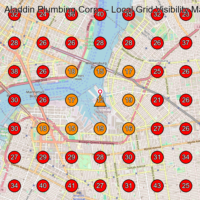 Aladdin Plumbing Corp. GeoGrid visibility map for Water Testing Service in None