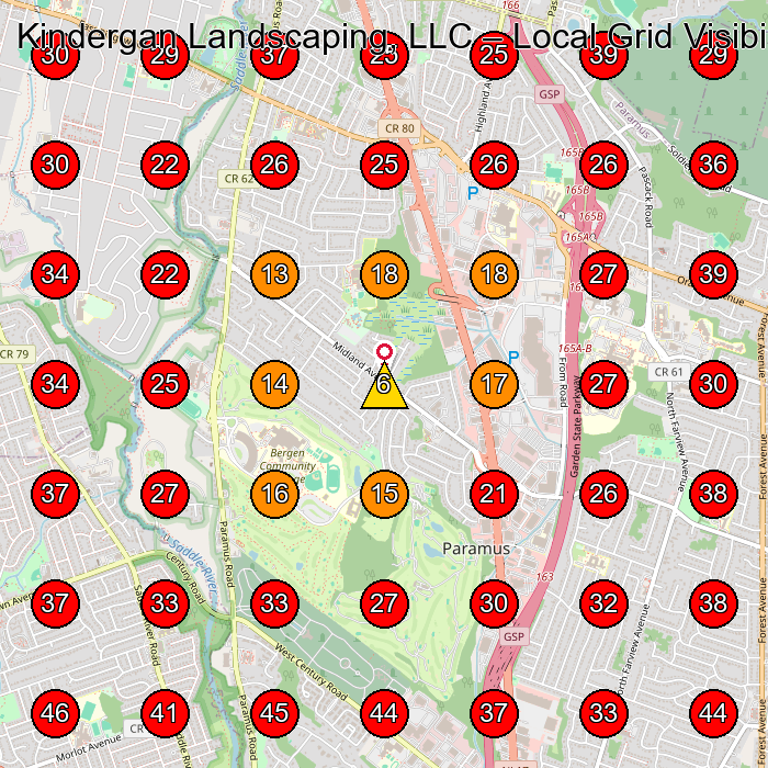Kindergan Landscaping, LLC GeoGrid visibility map for Lawn Care Service in None
