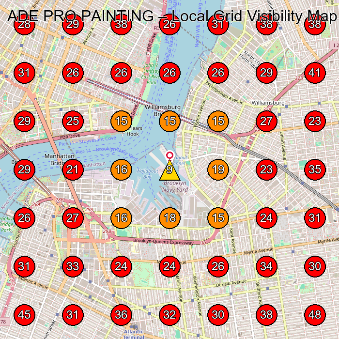 ADE PRO PAINTING GeoGrid visibility map for House Cleaning Service in None