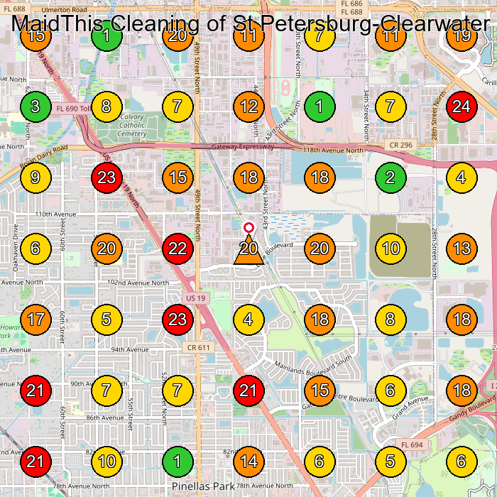 MaidThis Cleaning of St Petersburg-Clearwater House Cleaning Service GeoGrid ranking map for None