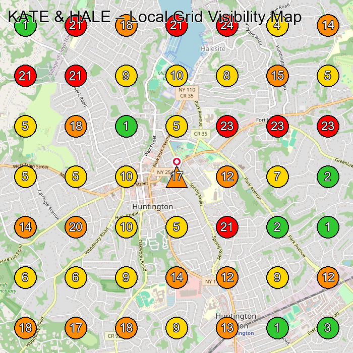 KATE & HALE Women'S Clothing Store GeoGrid ranking map for Huntington NY